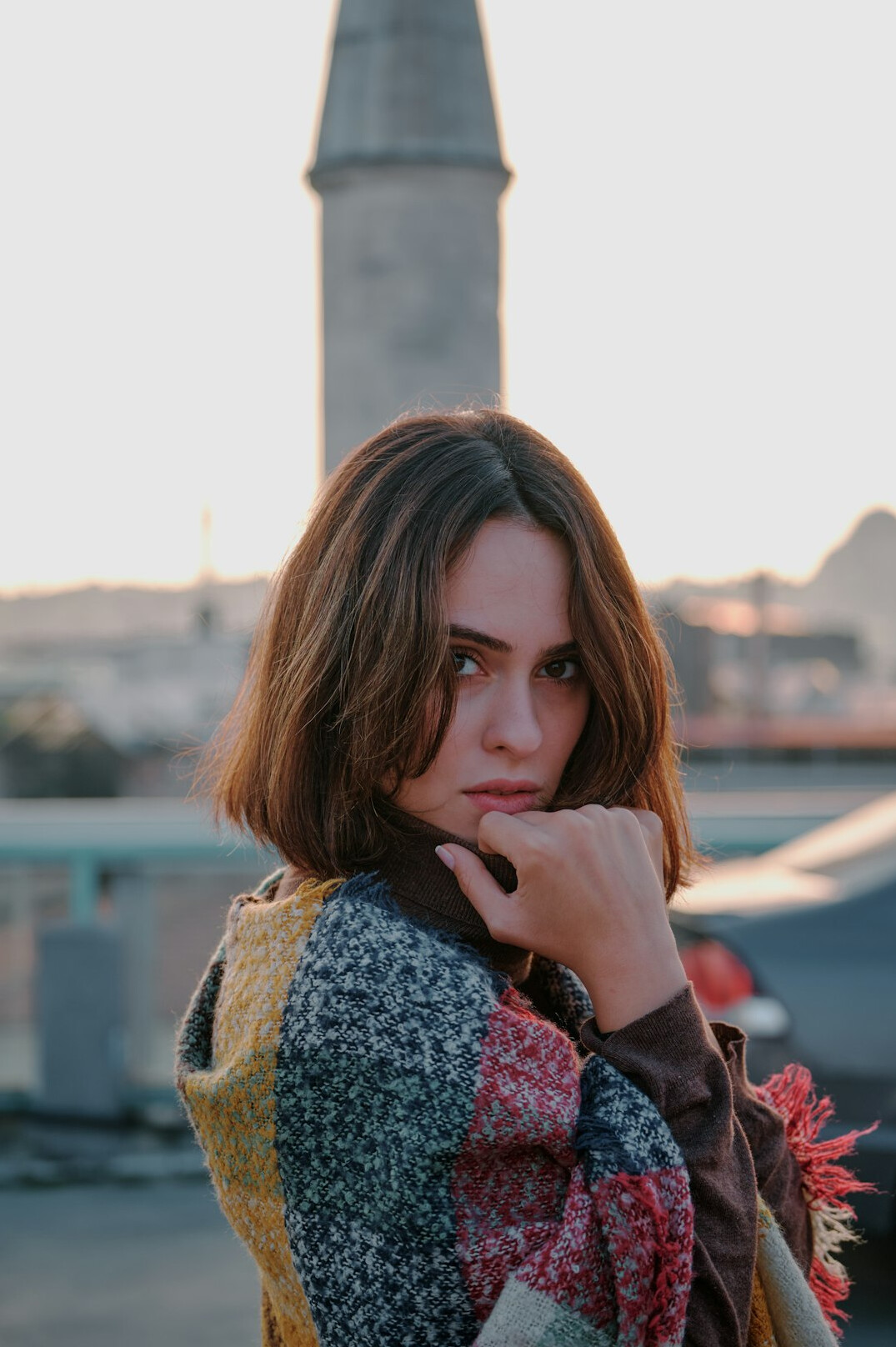 Portrait of a Portuguese woman journalist with dark hair